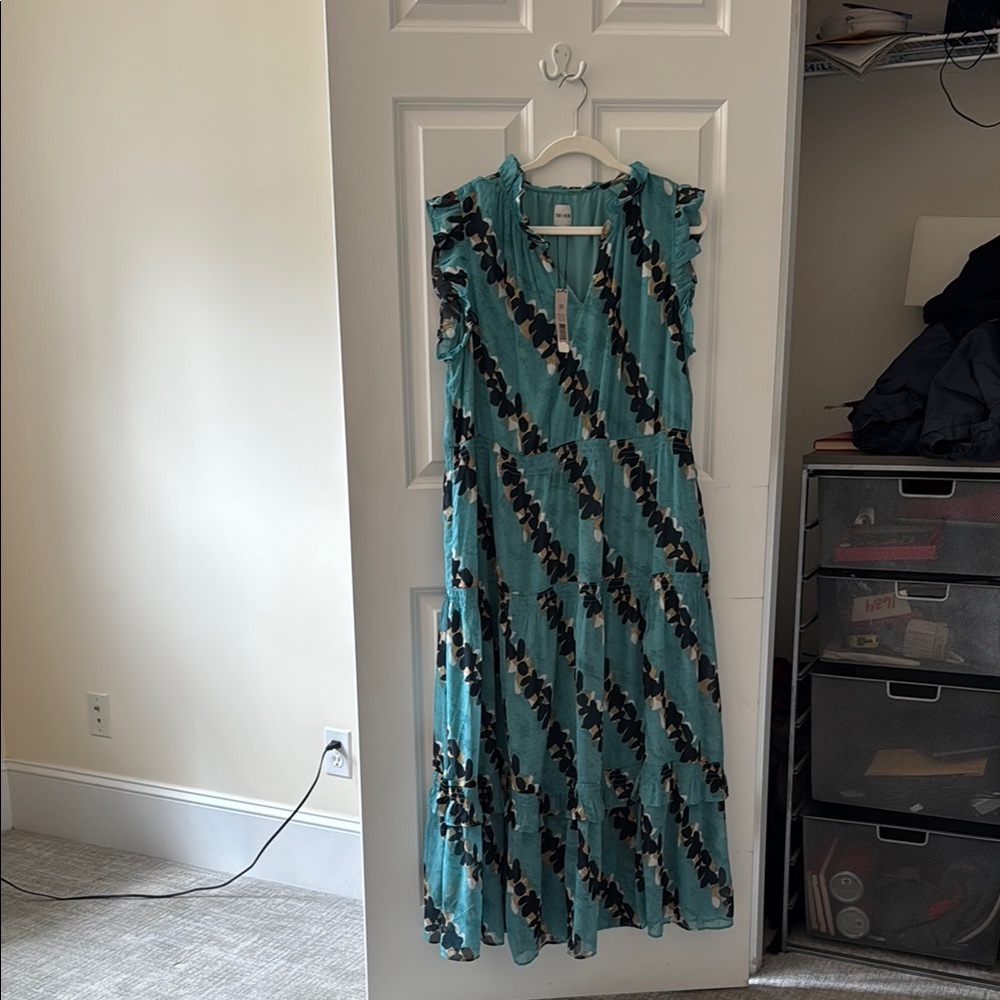 Aqua Multi Floral Dress 1X